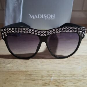 Madison Black Sunglasses with Crystal Brow Accent